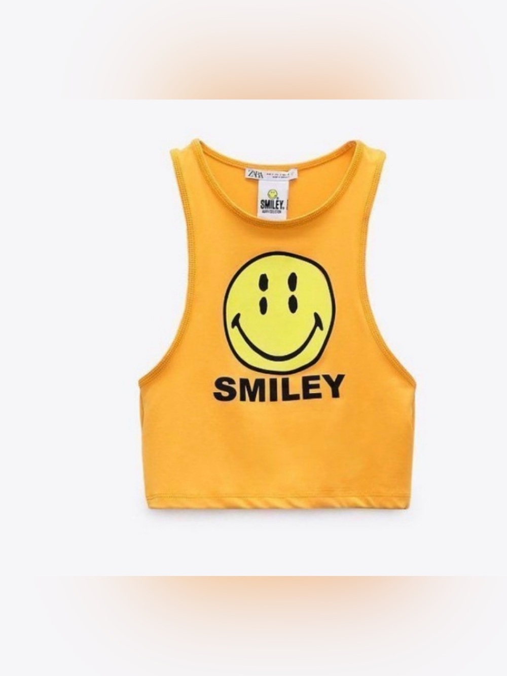 Zara Yellow Smiley Cropped Tank